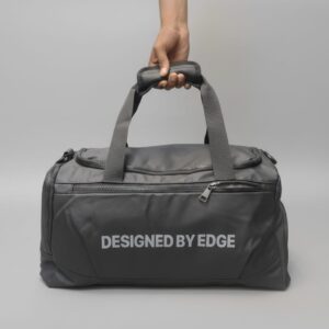 Edge Premium Duffel Travel & Gym Bag | Spacious Travel Duffel with Shoe Section | Lightweight Parachute Material Gym Bag | Greyish Black Travel Bag