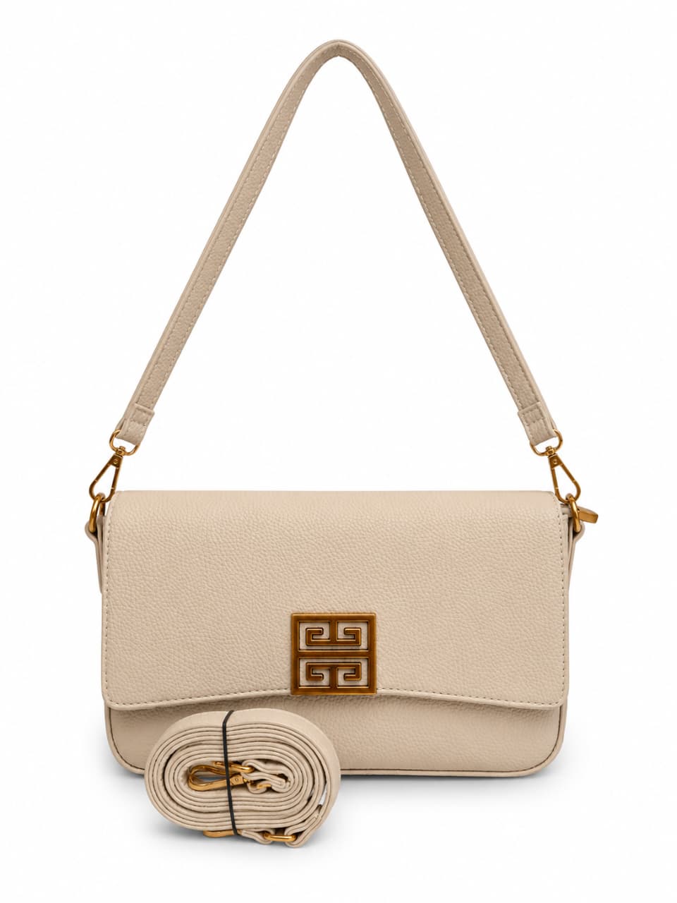 Imported Premium PU Leather Women's Handbag | High-End Fashion Shoulder Bag | Dual Sling (Long & Short) | Zip Closure with Flap