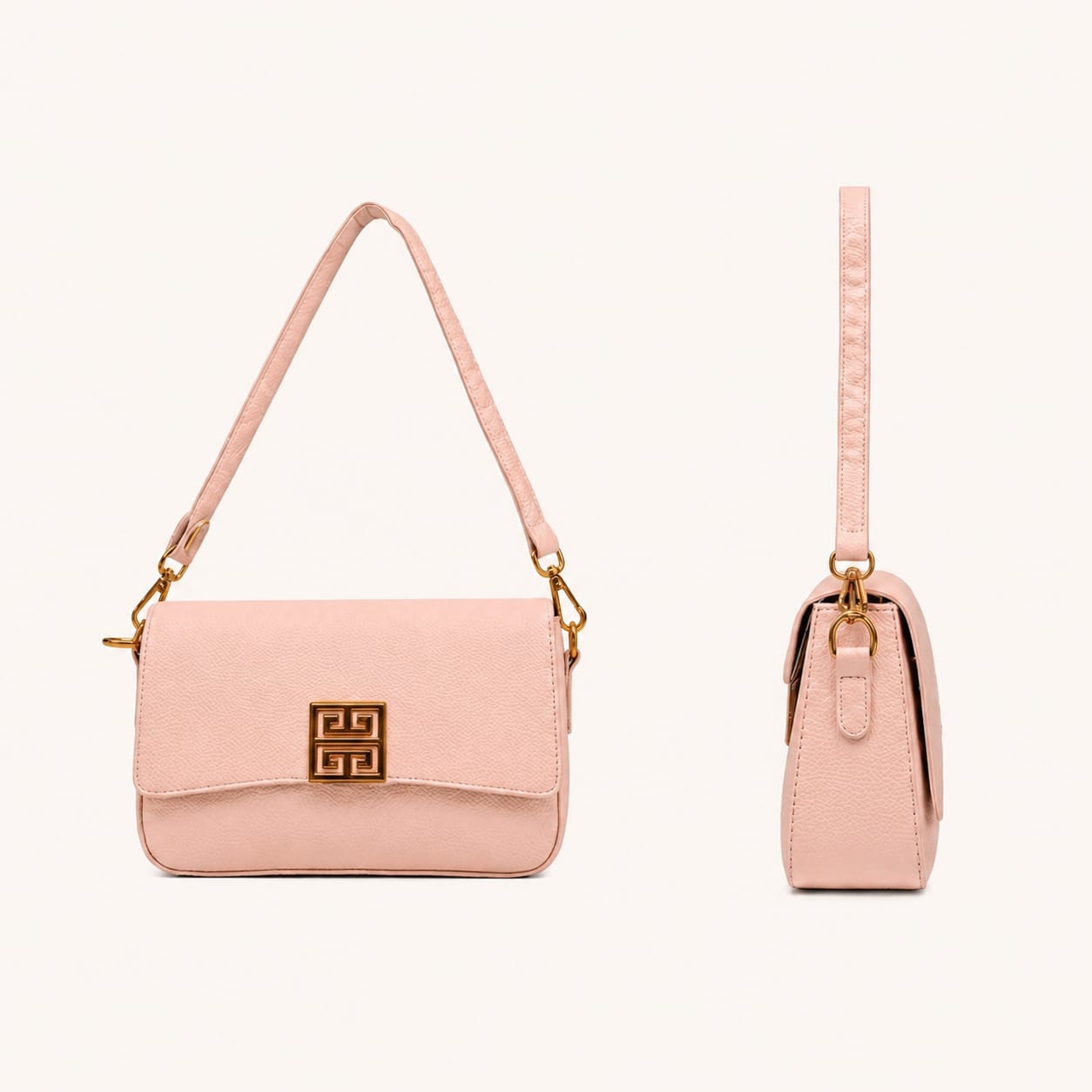 Imported Premium PU Leather Women's Handbag | High-End Fashion Shoulder Bag | Dual Sling (Long & Short) | Zip Closure with Flap