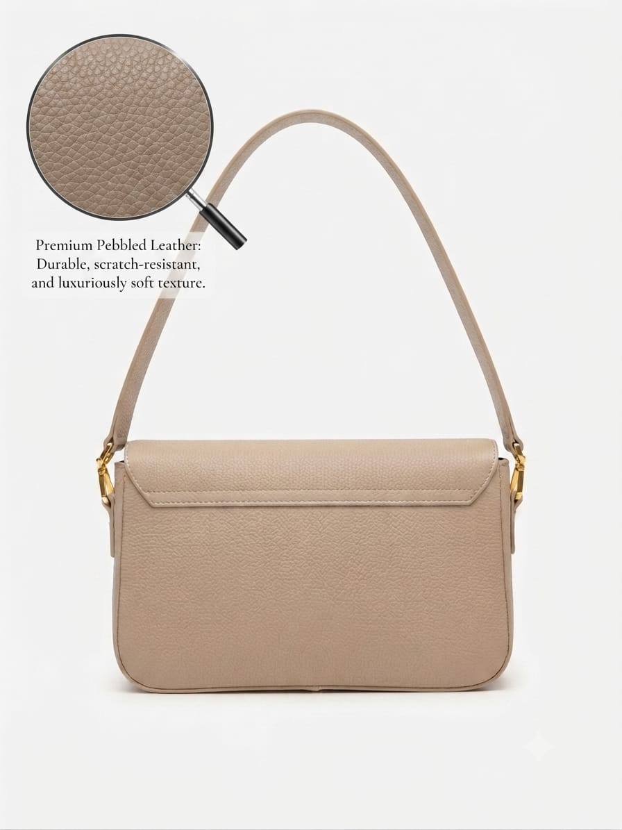 Imported Premium PU Leather Women's Handbag | High-End Fashion Shoulder Bag | Dual Sling (Long & Short) | Zip Closure with Flap