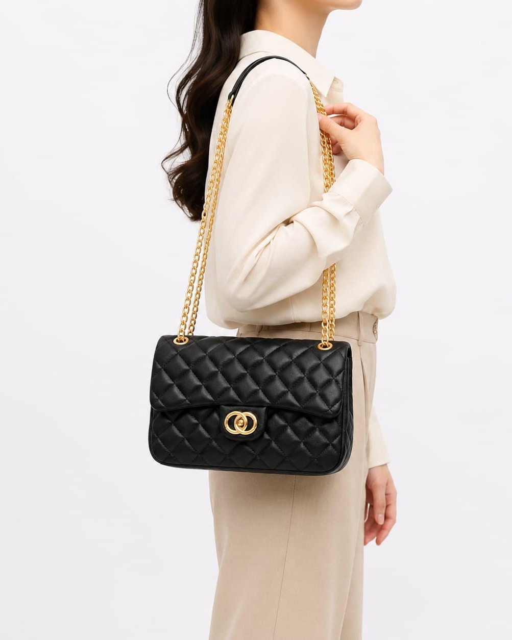 Imported High-End Soft PU Leather Sling Bag with Chain Strap | Premium Women’s Crossbody Bag for Casual & Formal Fashion 2