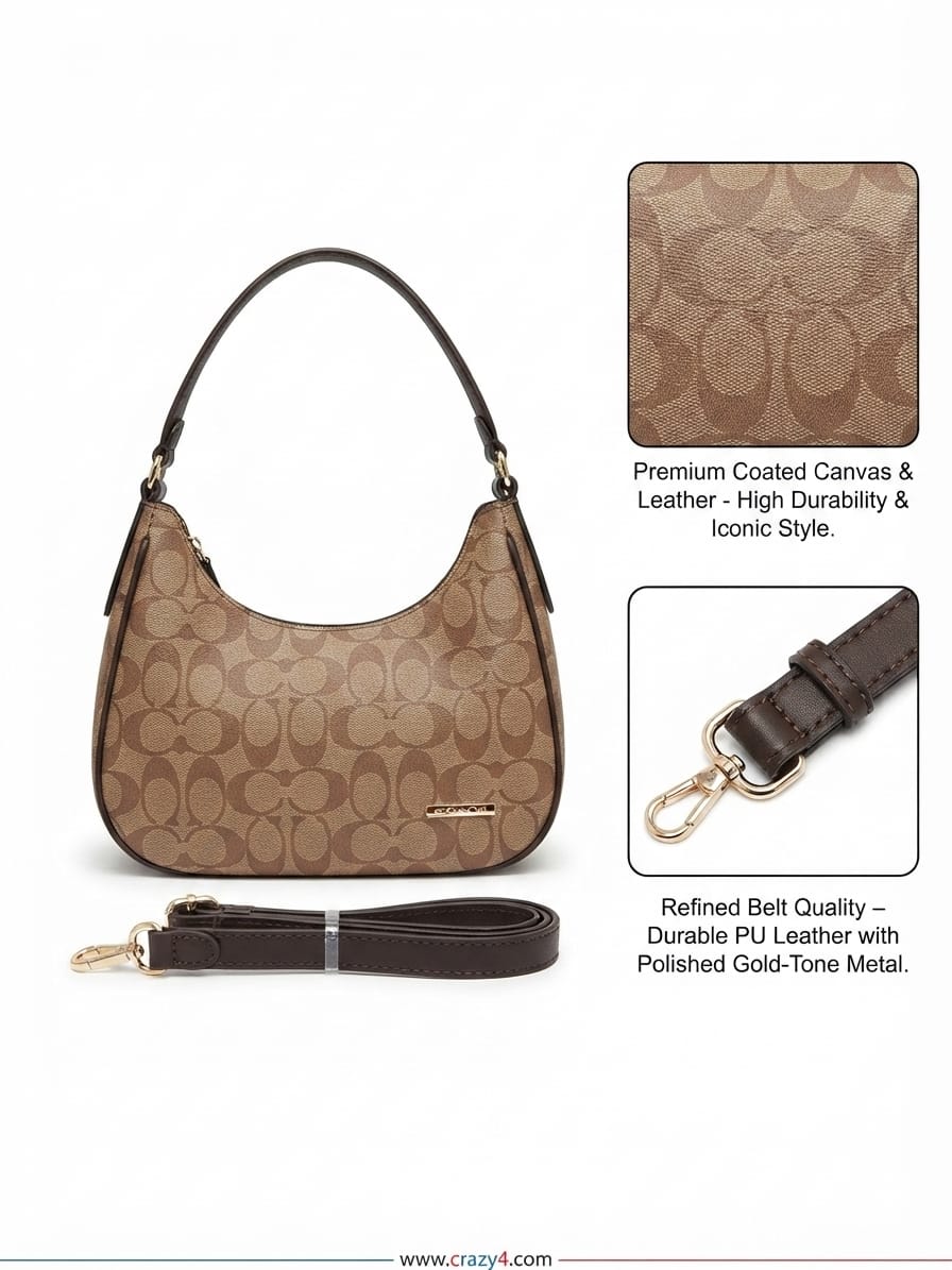 Imported Premium Matte PU Leather Moon Shape Handbag | High-End Women’s Shoulder Bag for Casual & Formal Fashion