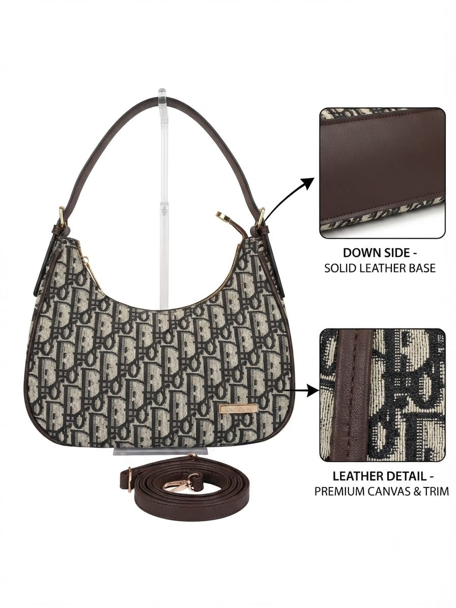 Imported Premium Matte PU Leather Moon Shape Handbag | High-End Women’s Shoulder Bag for Casual & Formal Fashion