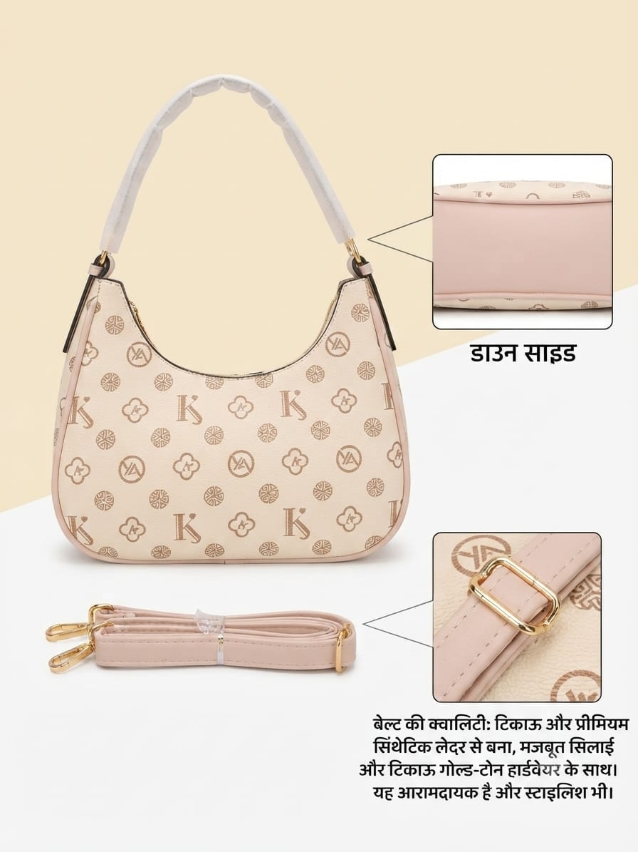 Imported Premium Matte PU Leather Moon Shape Handbag | High-End Women’s Shoulder Bag for Casual & Formal Fashion