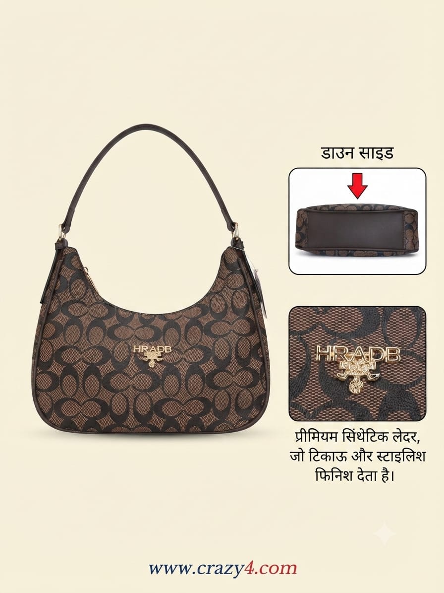 Imported Premium Matte PU Leather Moon Shape Handbag | High-End Women’s Shoulder Bag for Casual & Formal Fashion