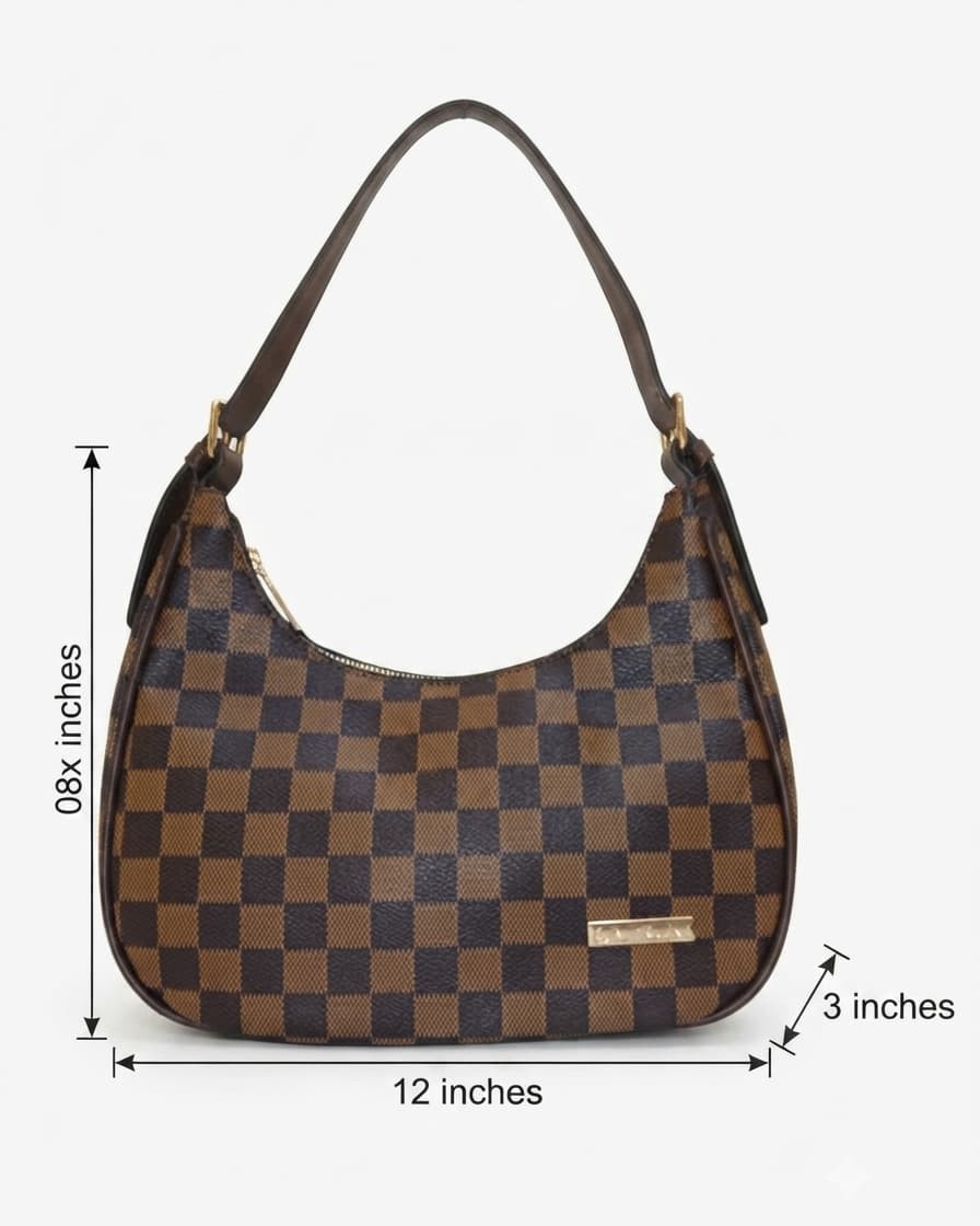 Imported Premium Matte PU Leather Moon Shape Handbag in Coffee | High-End Women’s Shoulder Bag for Casual & Formal Fashion