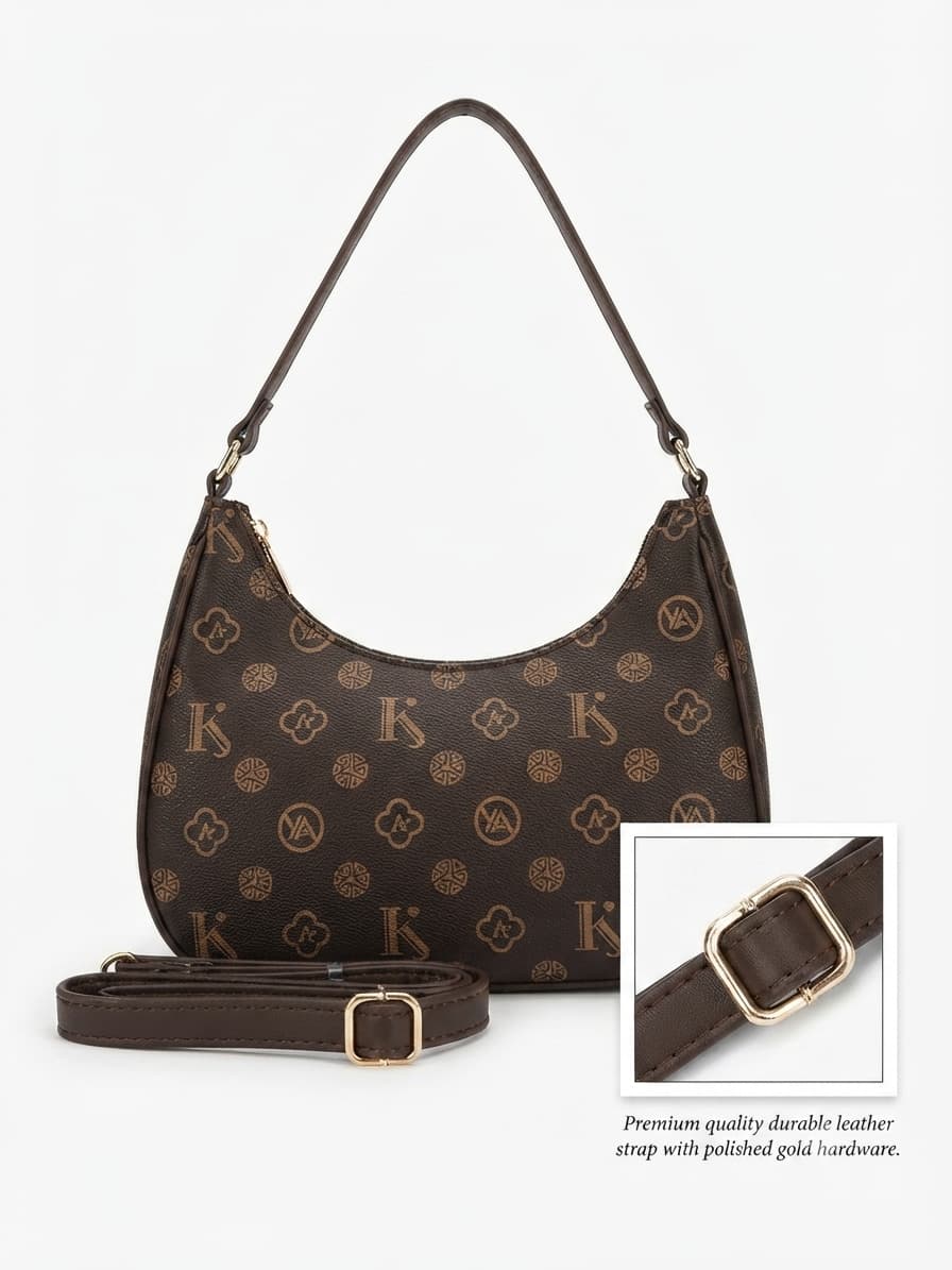Imported Premium Matte PU Leather Moon Shape Handbag | High-End Women’s Shoulder Bag for Casual & Formal Fashion
