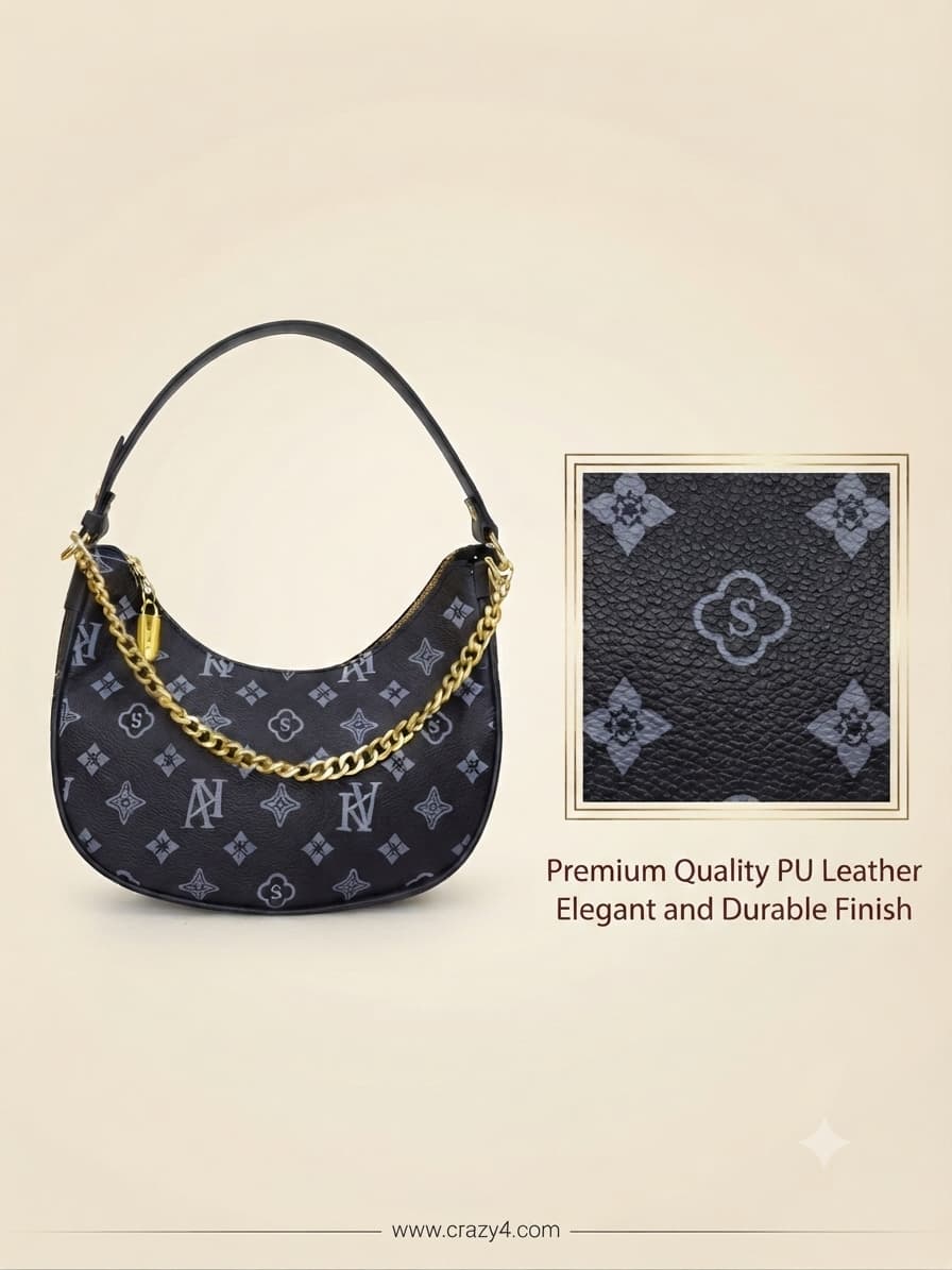 Imported Premium Matte PU Leather Moon Shape Handbag | High-End Women’s Shoulder Bag for Casual & Formal Fashion