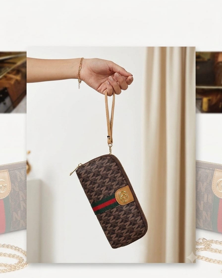 Imported High-End Fashion PU Handkit Clutch in Dark Brown | Elegant Women’s Handheld Bag for Party, Casual & Formal Use