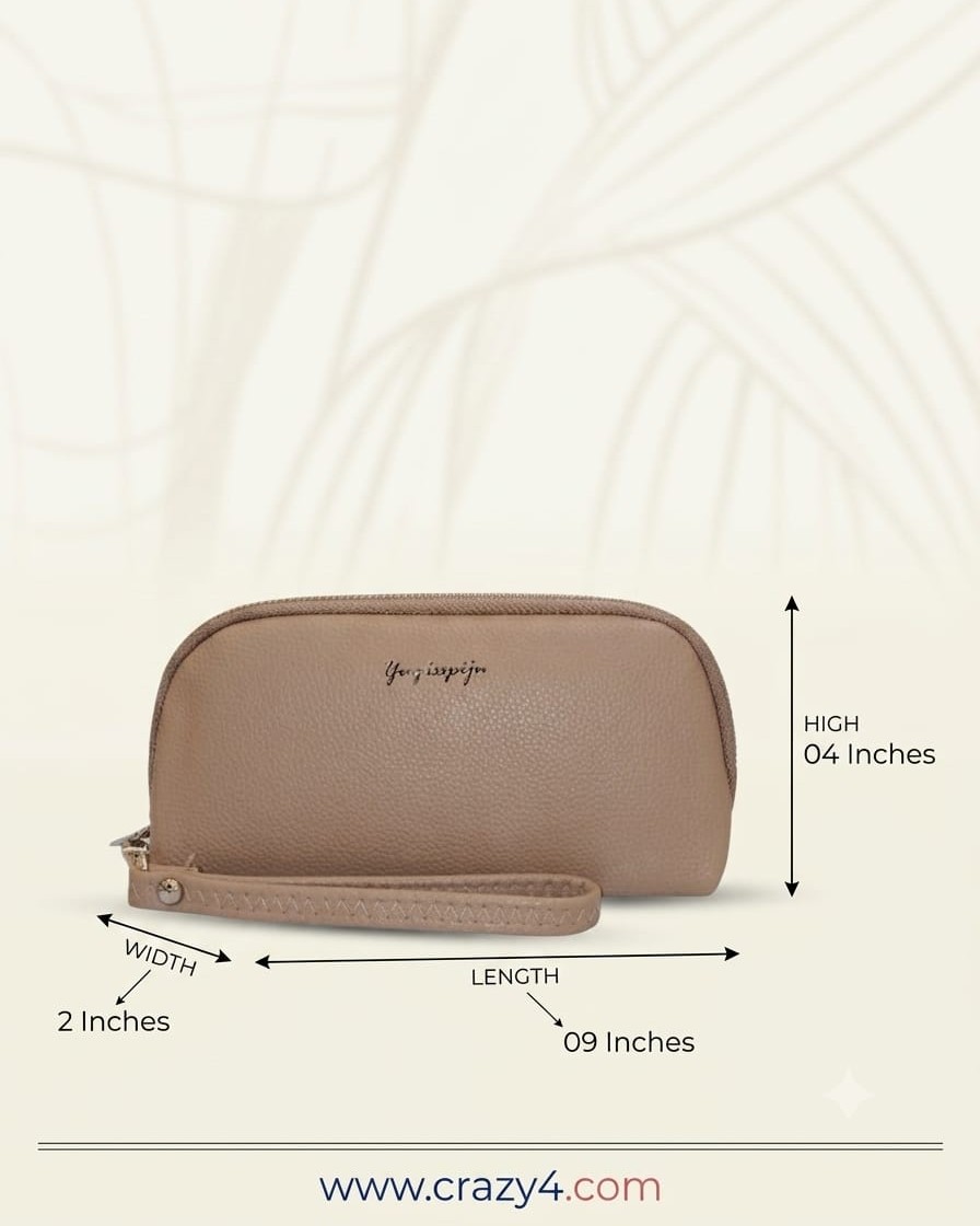 Imported High-End Fashion PU Handkit Clutch in Light Brown | Elegant Women’s Handheld Bag for Party, Casual & Formal Use