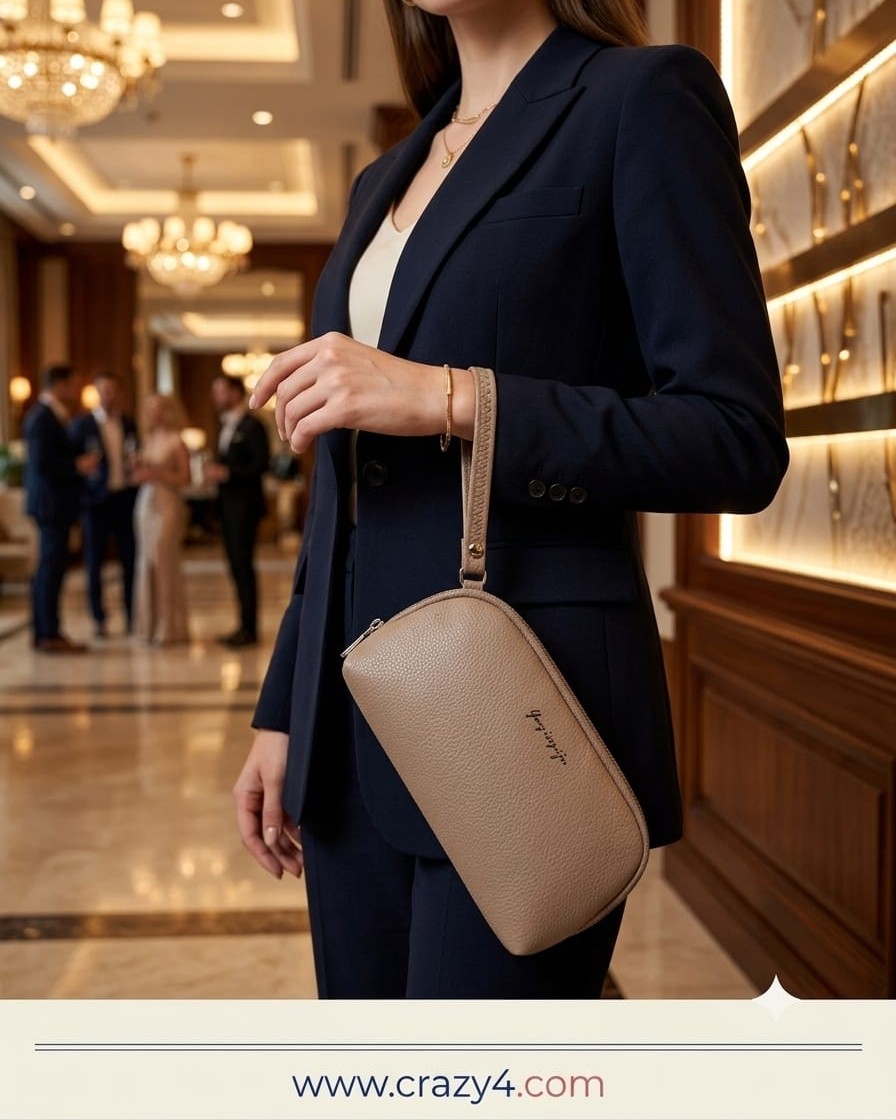 Imported High-End Fashion PU Handkit Clutch in Light Brown | Elegant Women’s Handheld Bag for Party, Casual & Formal Use