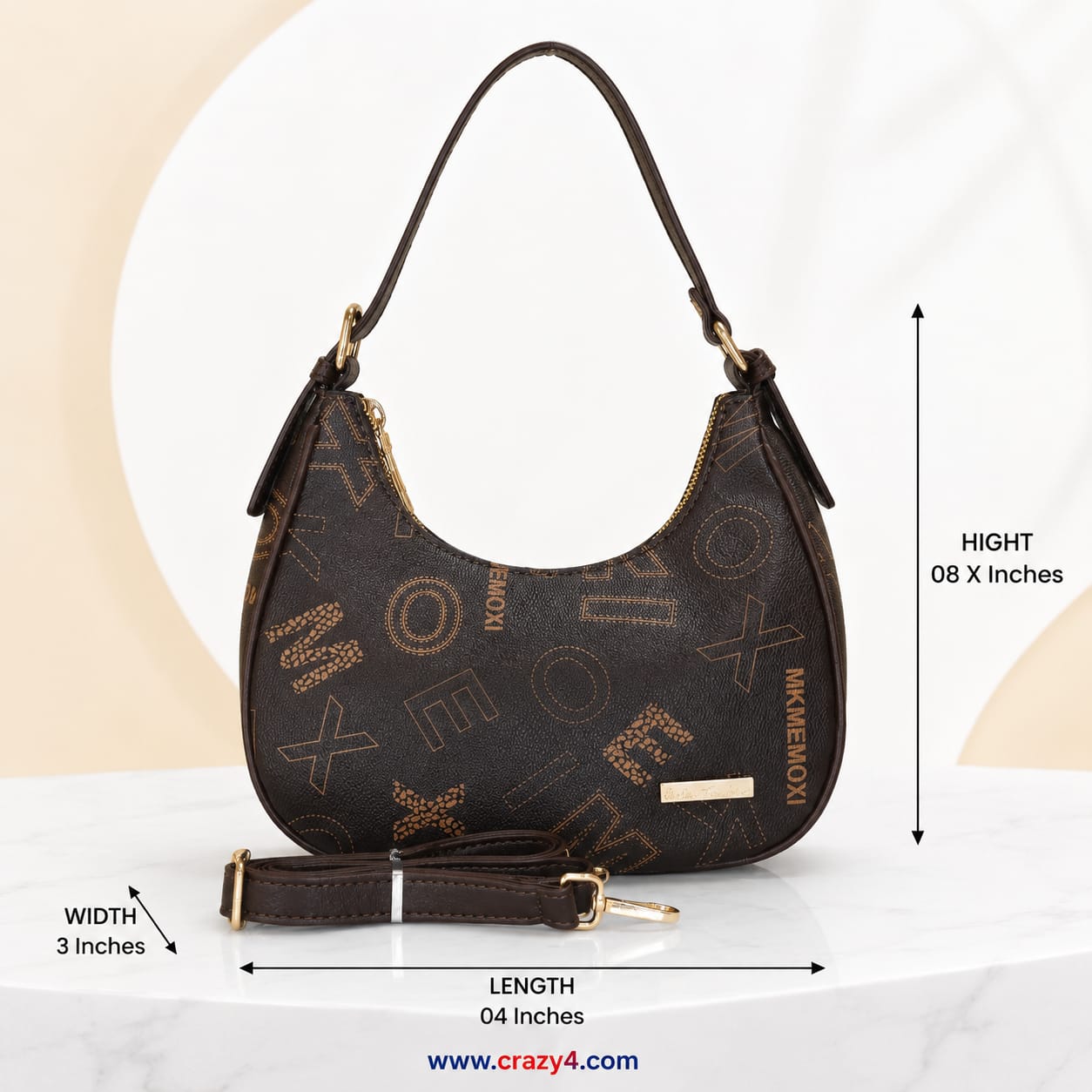 Imported Premium Matte PU Leather Moon Shape Handbag | High-End Women’s Shoulder Bag for Casual & Formal Fashion