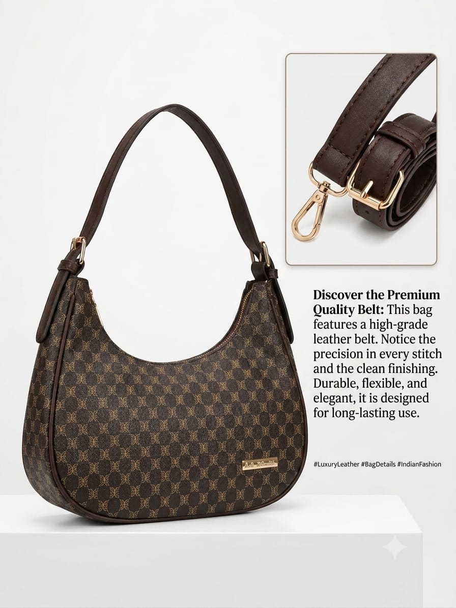Imported Premium Matte PU Leather Moon Shape Handbag | High-End Women’s Shoulder Bag for Casual & Formal Fashion