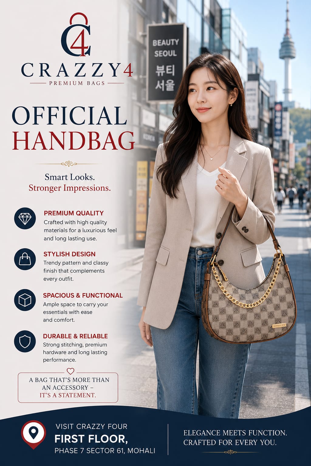Imported Premium Matte PU Leather Moon Shape Handbag | High-End Women’s Shoulder Bag for Casual & Formal Fashion