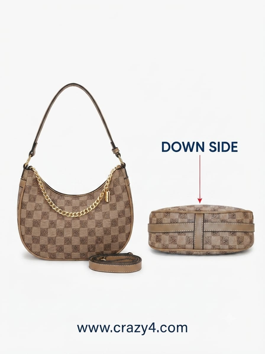 Imported Premium Matte PU Leather Moon Shape Handbag | High-End Women’s Shoulder Bag for Casual & Formal Fashion