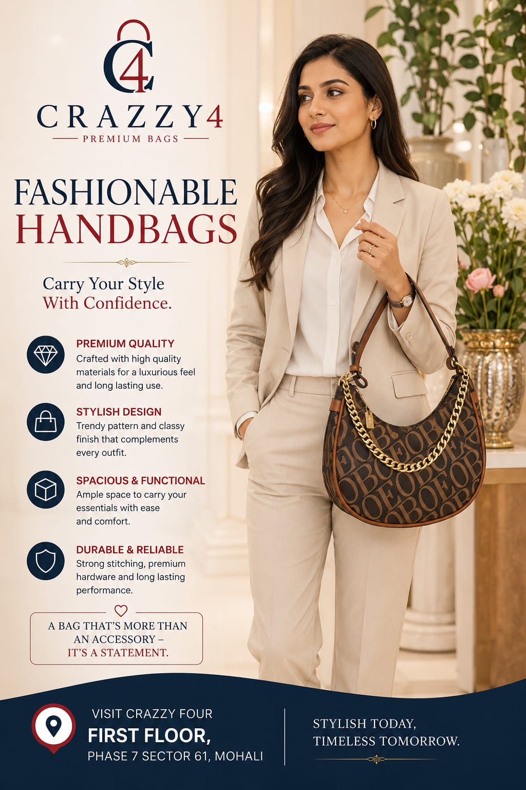 Imported Premium Matte PU Leather Moon Shape Handbag | High-End Women’s Shoulder Bag for Casual & Formal Fashion