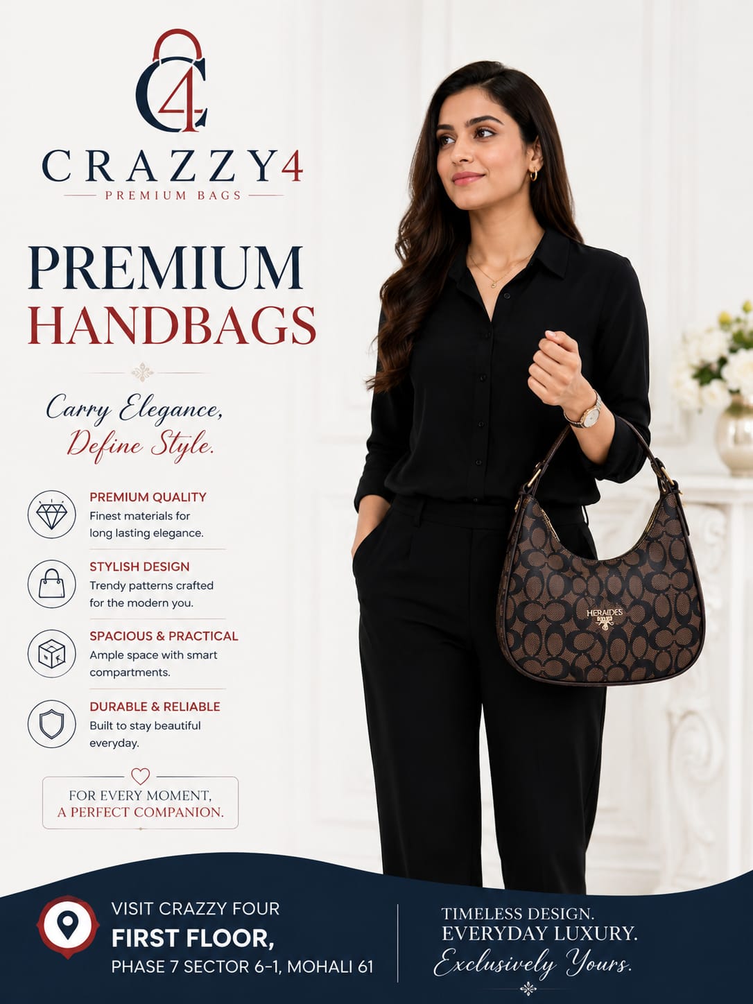 Imported Premium Matte PU Leather Moon Shape Handbag | High-End Women’s Shoulder Bag for Casual & Formal Fashion
