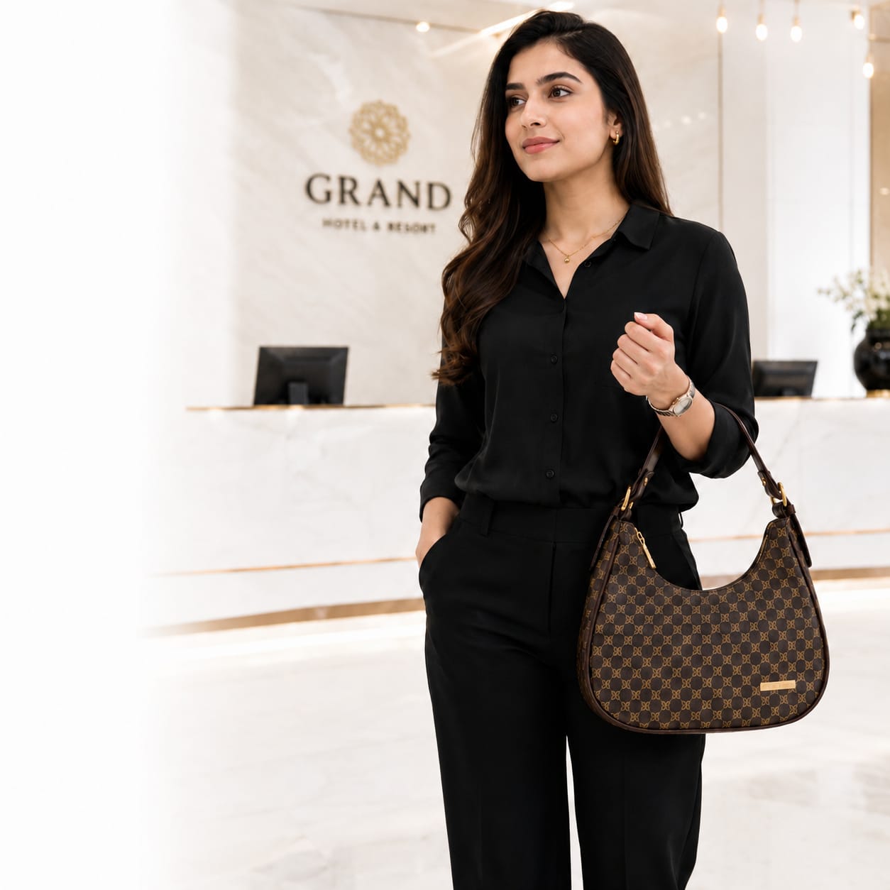 Imported Premium Matte PU Leather Moon Shape Handbag | High-End Women’s Shoulder Bag for Casual & Formal Fashion