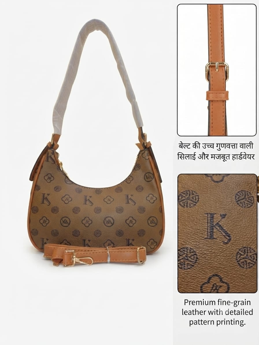 Imported Premium Matte PU Leather Moon Shape Handbag | High-End Women’s Shoulder Bag for Casual & Formal Fashion
