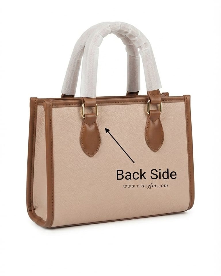 Imported High-End Leatherette Handbag with Top Handle in Light Peach | Premium Women’s Shoulder Bag for Casual & Formal Fashion