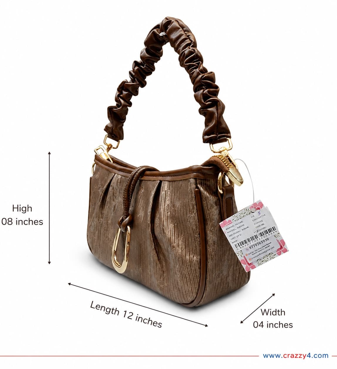 Imported High-End Moon Shape Shoulder Bag in Coffee | Premium Women’s Crescent Handbag for Casual & Formal Fashion
