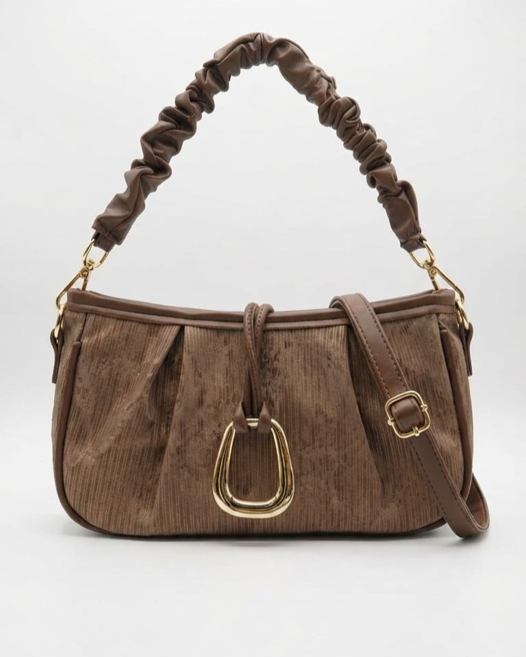 Imported High-End Moon Shape Shoulder Bag in Coffee | Premium Women’s Crescent Handbag for Casual & Formal Fashion