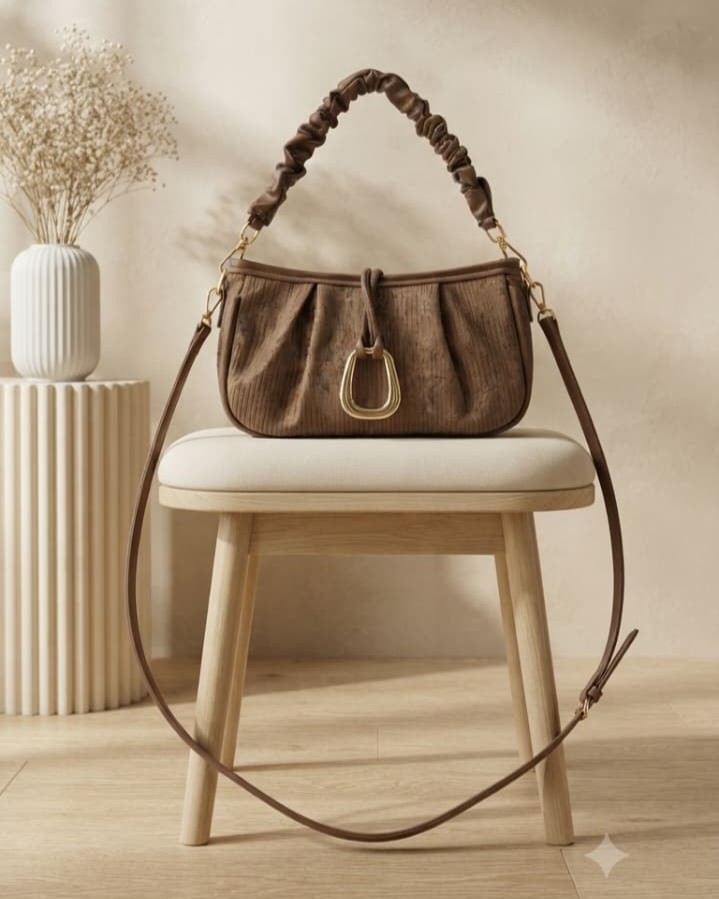 Imported High-End Moon Shape Shoulder Bag in Coffee | Premium Women’s Crescent Handbag for Casual & Formal Fashion