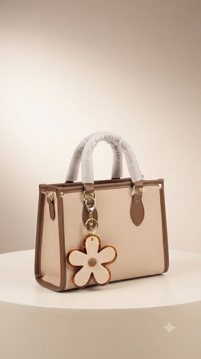 Imported High-End Handbag with Top Handle in Beige | Premium Women’s Shoulder Bag for Casual & Formal Fashion