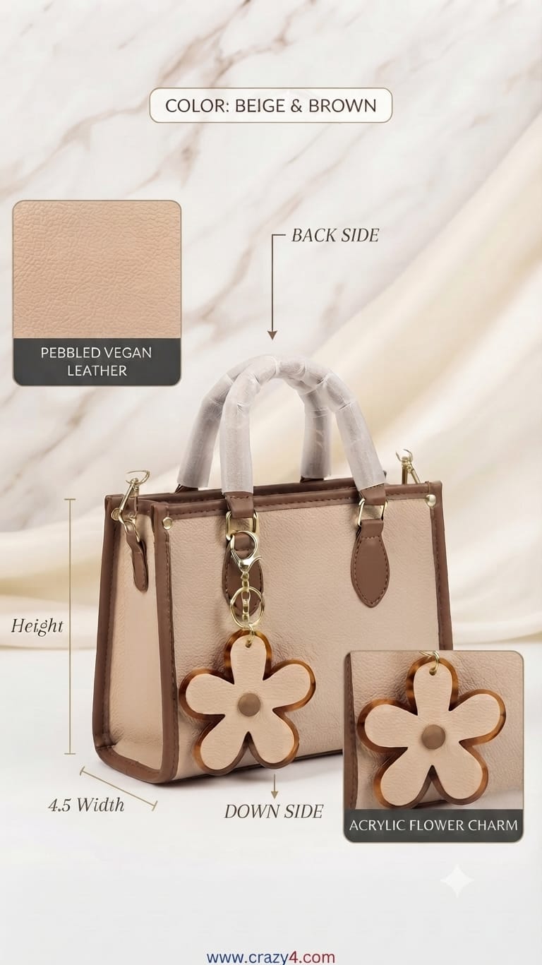 Imported High-End Handbag with Top Handle in Beige | Premium Women’s Shoulder Bag for Casual & Formal Fashion