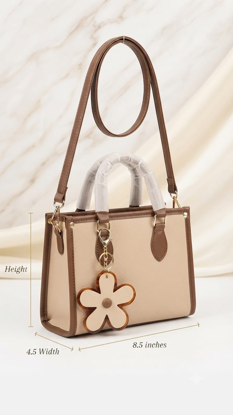 Imported High-End Handbag with Top Handle in Beige | Premium Women’s Shoulder Bag for Casual & Formal Fashion