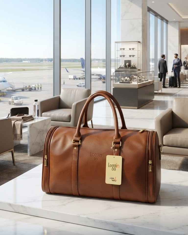 Loggin Premium PU Leather Travel & Gym Duffel Bag | High-End Trendy Sports Luggage | 21-Inch