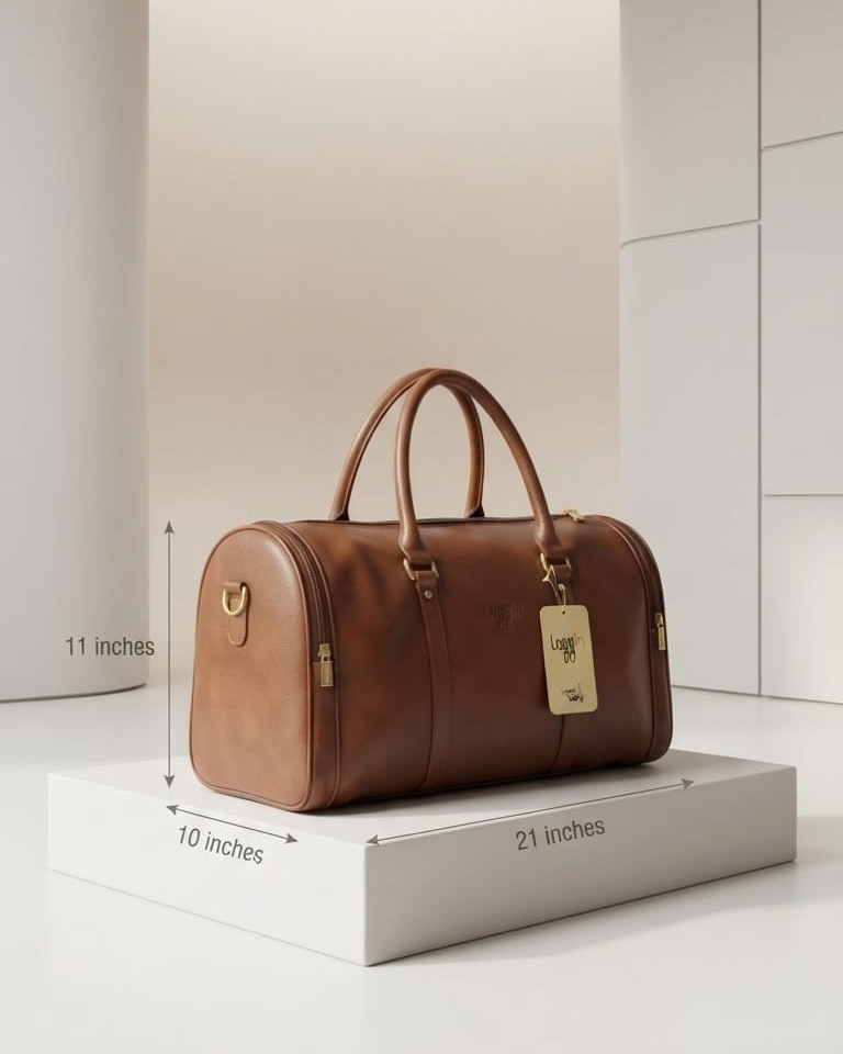 Loggin Premium PU Leather Travel & Gym Duffel Bag | High-End Trendy Sports Luggage | 21-Inch