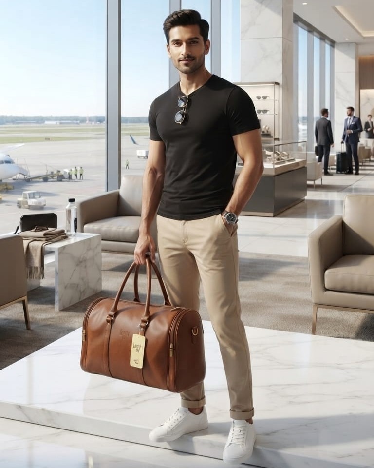 Loggin Premium PU Leather Travel & Gym Duffel Bag | High-End Trendy Sports Luggage | 21-Inch