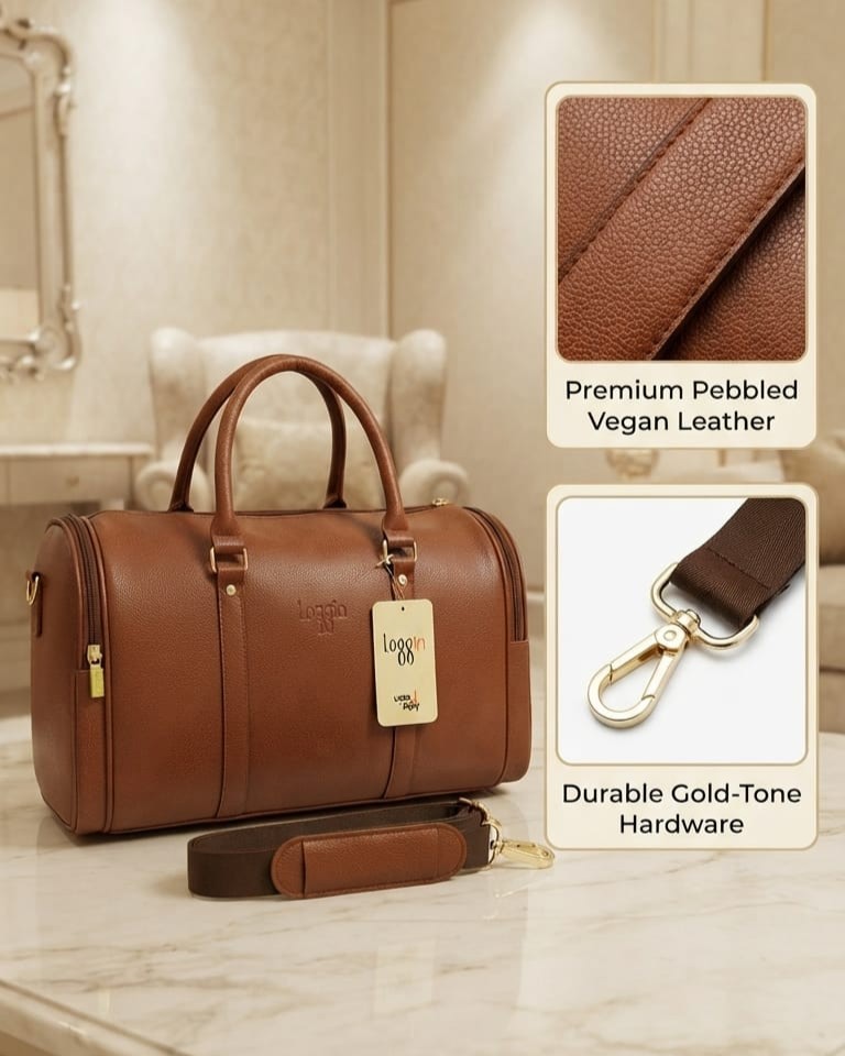 Loggin Premium PU Leather Travel & Gym Duffel Bag | High-End Trendy Sports Luggage | 21-Inch