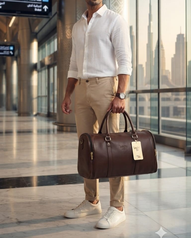 Loggin Premium PU Leather Travel & Gym Duffel Bag | High-End Trendy Sports Luggage | 21-Inch
