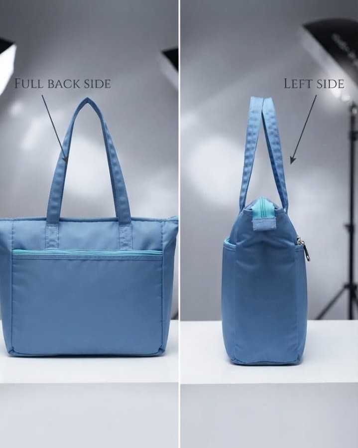 Diann Bags Premium Waterproof Satin-Finish Tote | High-End Trendy Sky Blue Shoulder Bag for Office, College & Travel