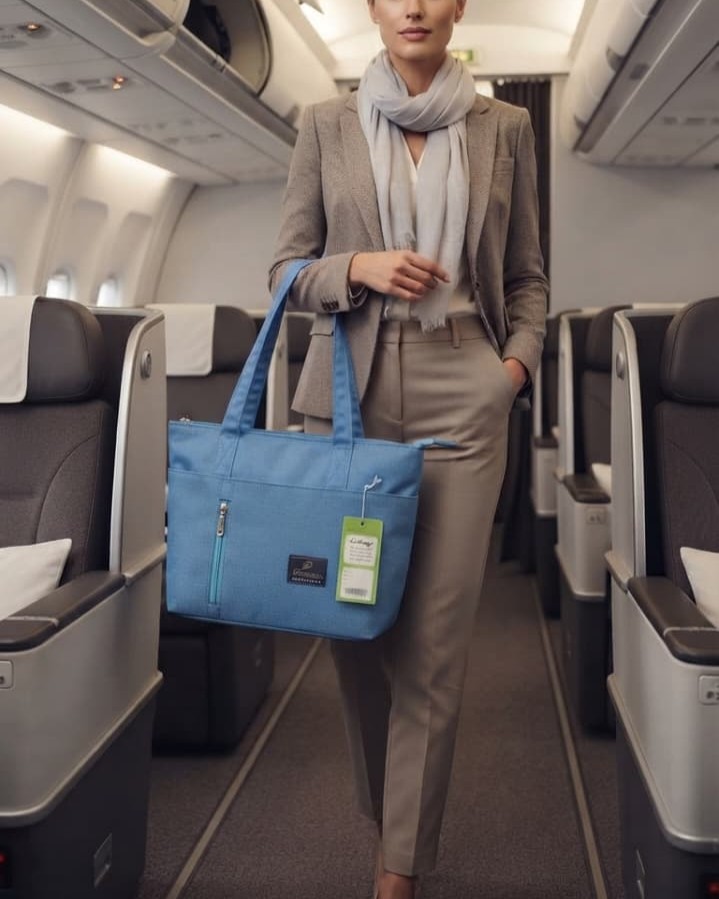 Diann Bags Premium Waterproof Satin-Finish Tote | High-End Trendy Sky Blue Shoulder Bag for Office, College & Travel