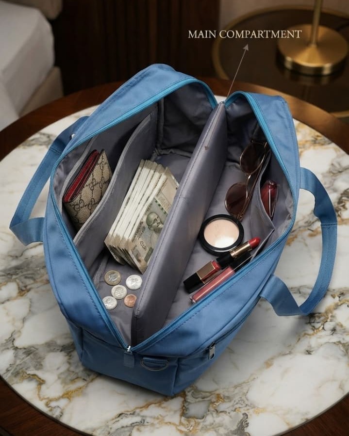 Diann Bags Premium Waterproof Satin-Finish Tote | High-End Trendy Sky Blue Shoulder Bag for Office, College & Travel