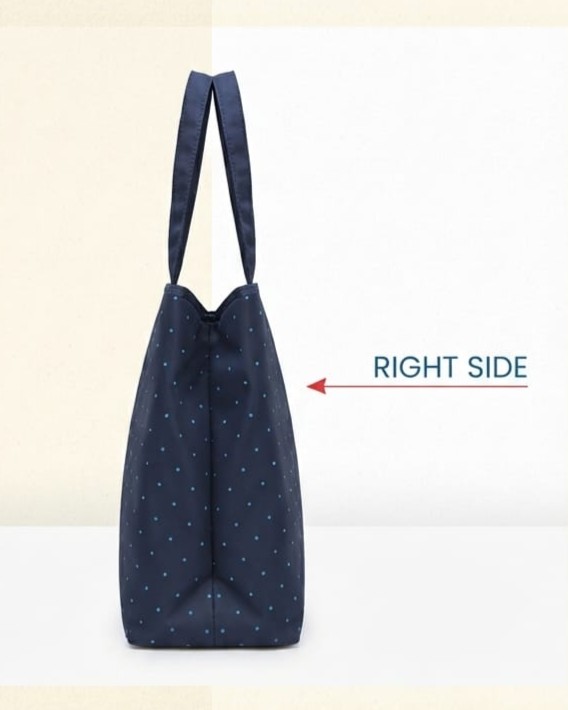 Agnes Premium Waterproof Satin-Finish Utility Tote Bag | High-End Trendy Navy & Black Shoulder Bag for Travel, Office & College