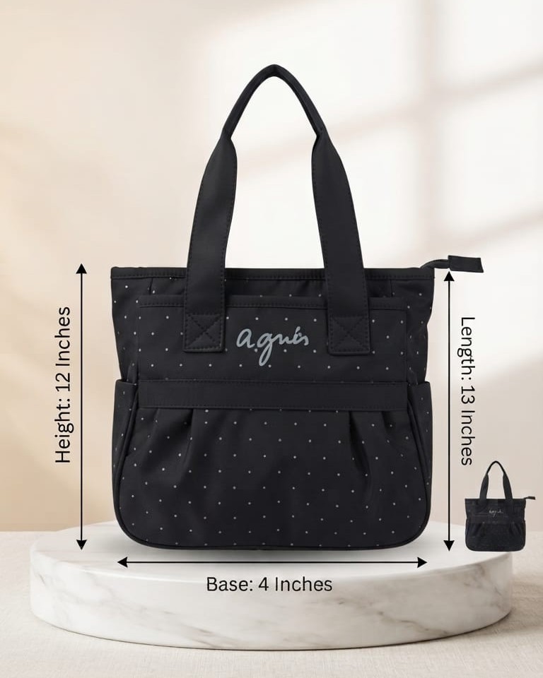 Agnes Premium Waterproof Satin-Finish Utility Tote Bag | High-End Trendy 3-Zip Shoulder Bag for Travel, Office & College