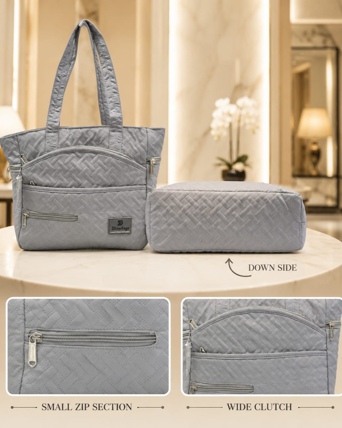 Agnes Premium Waterproof Satin-Finish Multi-Zip Tote Bag | High-End Trendy 5-Zip Utility Bag for Travel, Office & College
