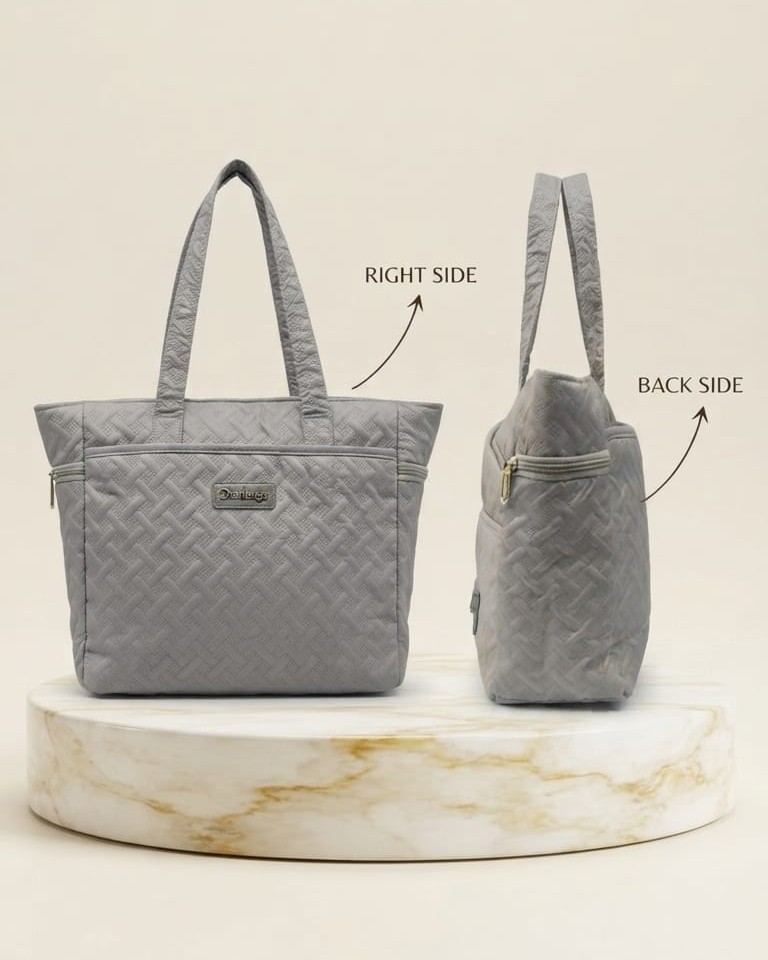 Agnes Premium Waterproof Satin-Finish Multi-Zip Tote Bag | High-End Trendy 5-Zip Utility Bag for Travel, Office & College
