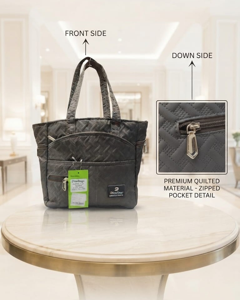 Agnes Premium Waterproof Satin-Finish Multi-Zip Tote Bag | High-End Trendy 5-Zip Utility Bag for Travel, Office & College