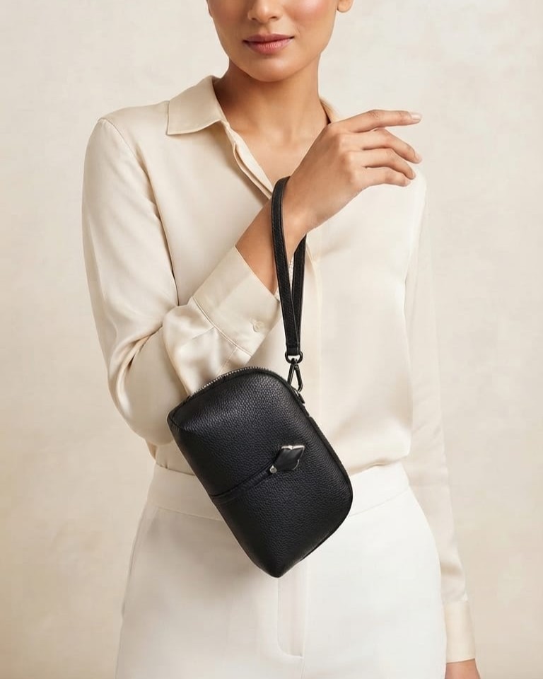 Imported High-End Fashion PU Handkit Clutch in Black | Elegant Women’s Handheld Bag for Party, Casual & Formal Use