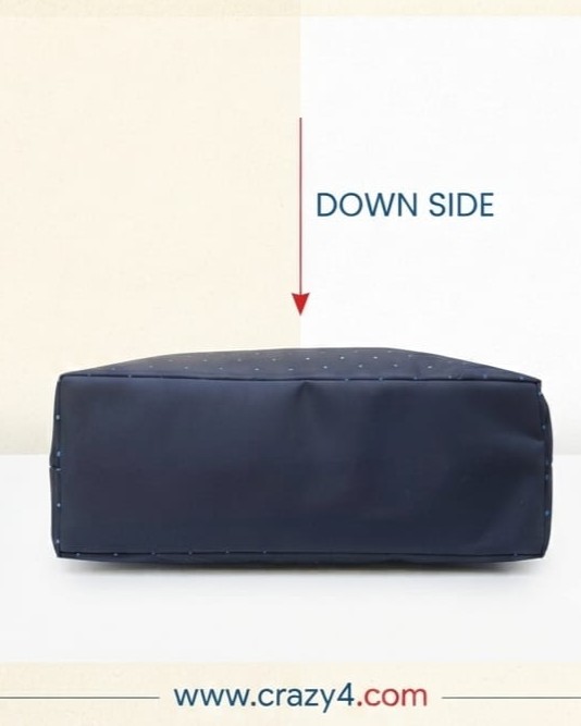 Agnes Premium Waterproof Satin-Finish Utility Tote Bag | High-End Trendy Navy & Black Shoulder Bag for Travel, Office & College