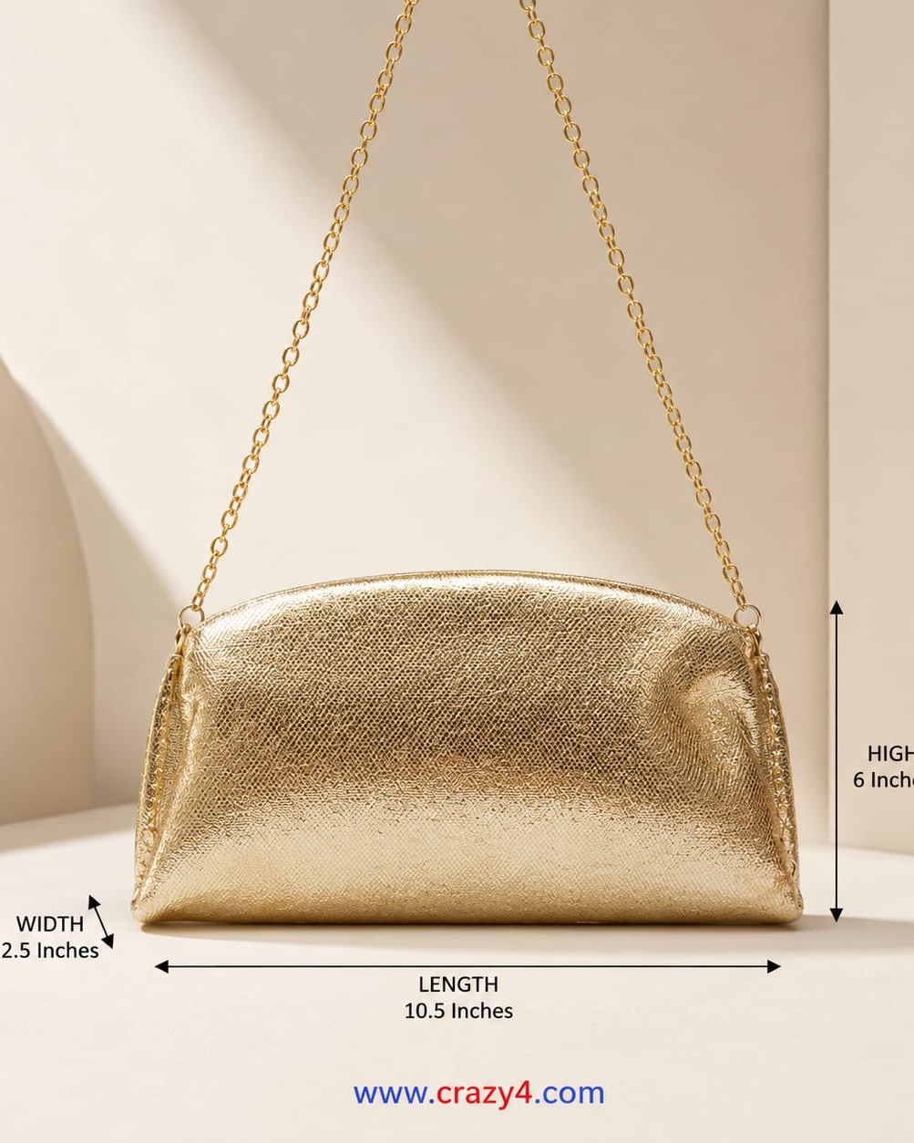 Imported Soft Shine Golden PU Leather Sling Bag | Elegant Designer Evening Clutch & Partywear Hand Kit for Women