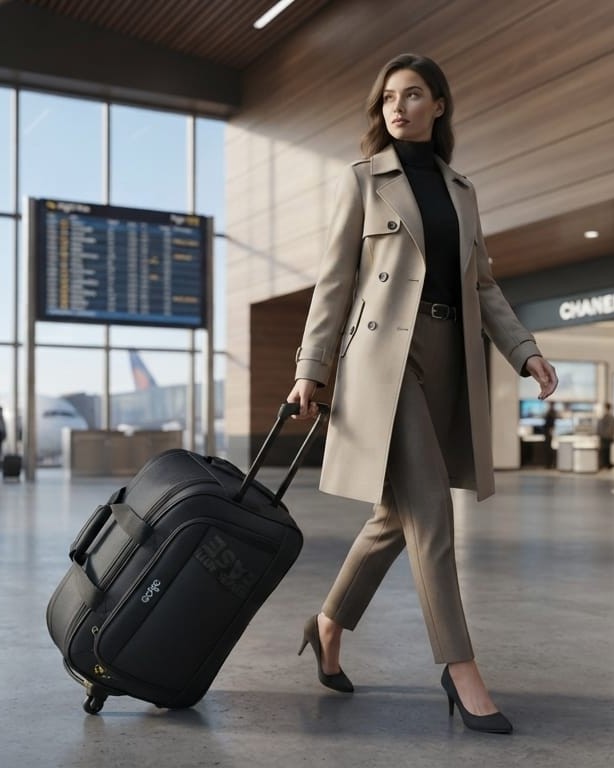 EDGE Nylon Weave Travel Pro Wheelie Duffle Bag in Black & Blue | Premium Lightweight Luggage Trolley Bag for Men & Women