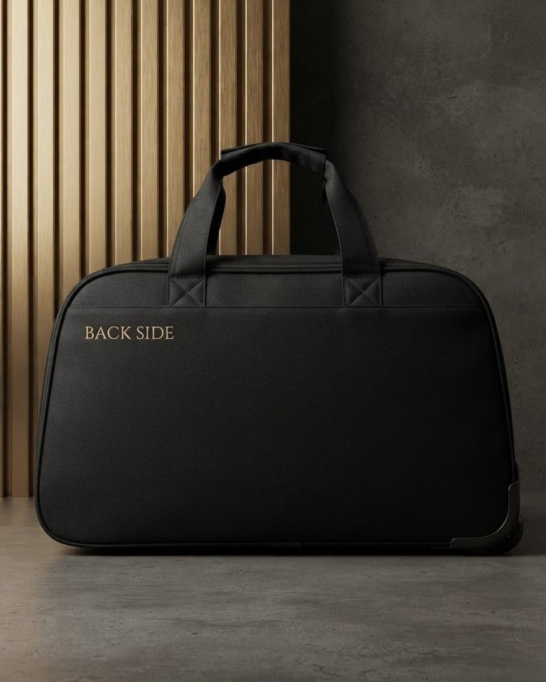 EDGE Nylon Weave Travel Pro Wheelie Duffle Bag in Black & Blue | Premium Lightweight Luggage Trolley Bag for Men & Women