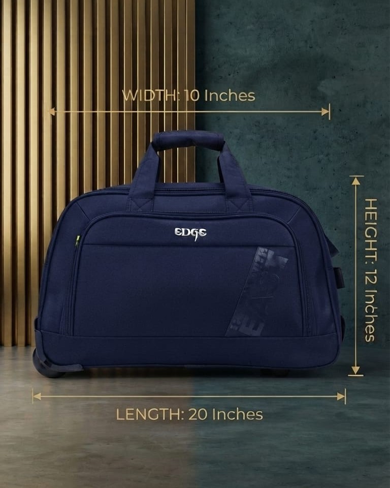 EDGE Nylon Weave Travel Pro Wheelie Duffle Bag in Black & Blue | Premium Lightweight Luggage Trolley Bag for Men & Women