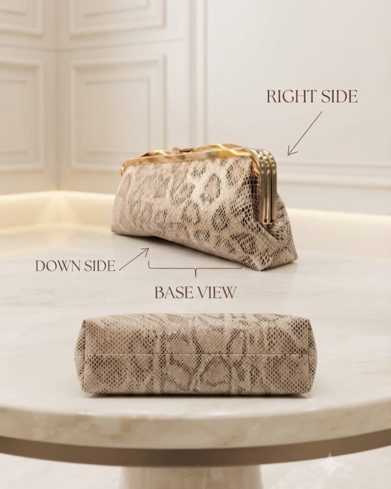 Imported Premium Metallic Frame Lock Evening Clutch Bag in Gold & Brownie Gold with Long Chain | Designer Partywear Purse for Women
